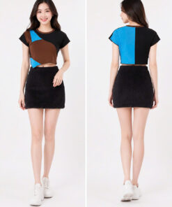 Melany Contrast Basic Top 3623 Blue