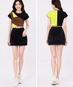 Melany Contrast Basic Top 3623 Lime