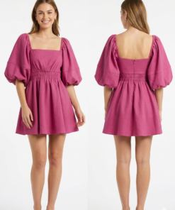 Dress Bubble Sleeve RB 3770 Pink