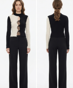 Mariana Tie Front Top 132 Black/White