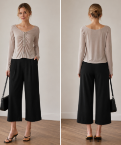 Top with button in the middle Beige 6007