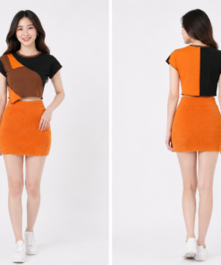 Melany Contrast Basic Top 3623 Orange
