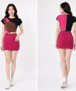 Melany Contrast Basic Top 3623 Pink